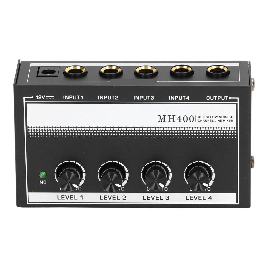 Amplificatore per Cuffie Portatile a 4 Canali in Metallo a Basso Rumore Amplificatore Mono per Auricolari per Studio e Palco Bianco