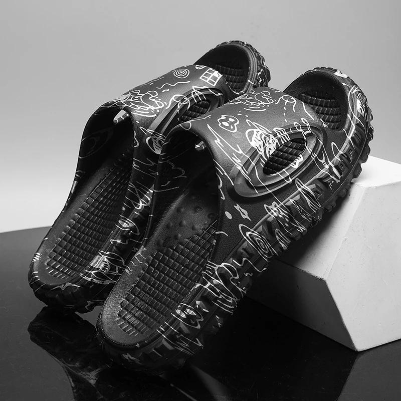 

Модные мужские тапочки, легкие пляжные сандалии, нескользящие, Eva, мужские домашние тапочки для ванной, удобные шлепанцы для улицы 40-41