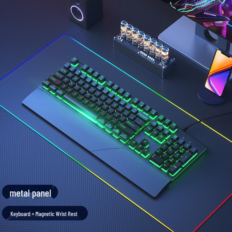 Silent Mechanical-Feel Wired Keyboard & Mouse Set for Gaming and Office