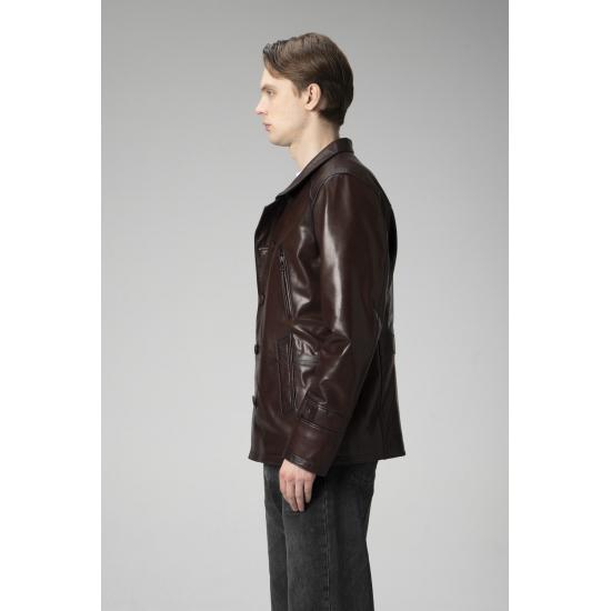 Mens Coat Comfortable Cut Vegetal Genuine Leather Men's Coat