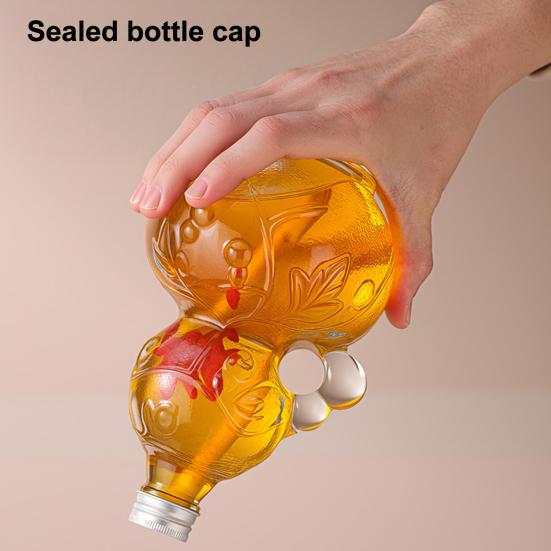 Creative Gourd-Shaped Glass Bottle with Handles Thickened Glass Liquor Bottle for