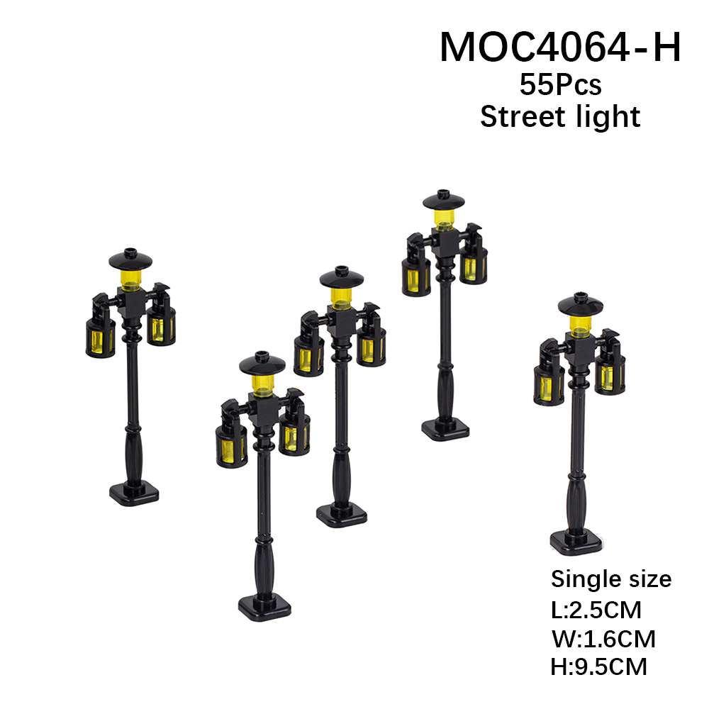 MOC DIY Accessori Parti Piastra Scena Città Blocchi da Costruzione Tronco d'Albero Recinzione Ringhiera Lampione Stradale Semaforo Base Giocattolo A037