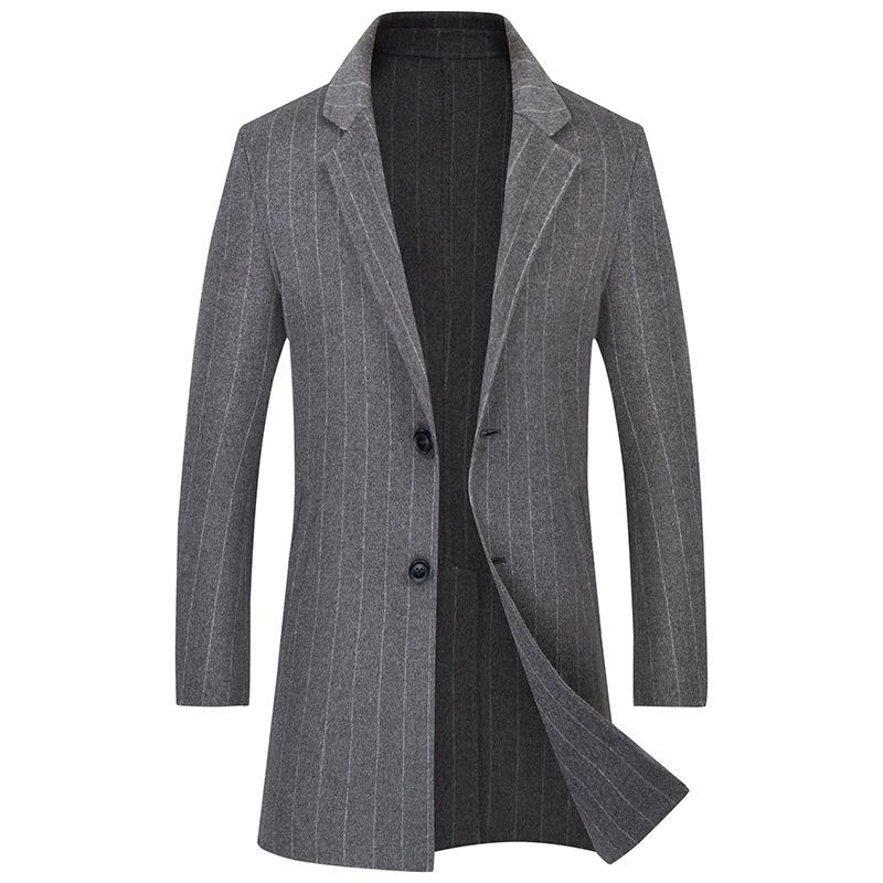 

Осень и зима Новое шерстяное двухстороннее шерстяное пальто средней длины Мужское кашемировое повседневное шерстяное пальто Мужское пальто 4XL серый