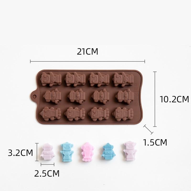CCmax Premium Silicone Anti-Stick Chocolate Molds - 12 Pack for Homemade Chocolates, Candies, Jelly or Ice Cubes, Robot Shape