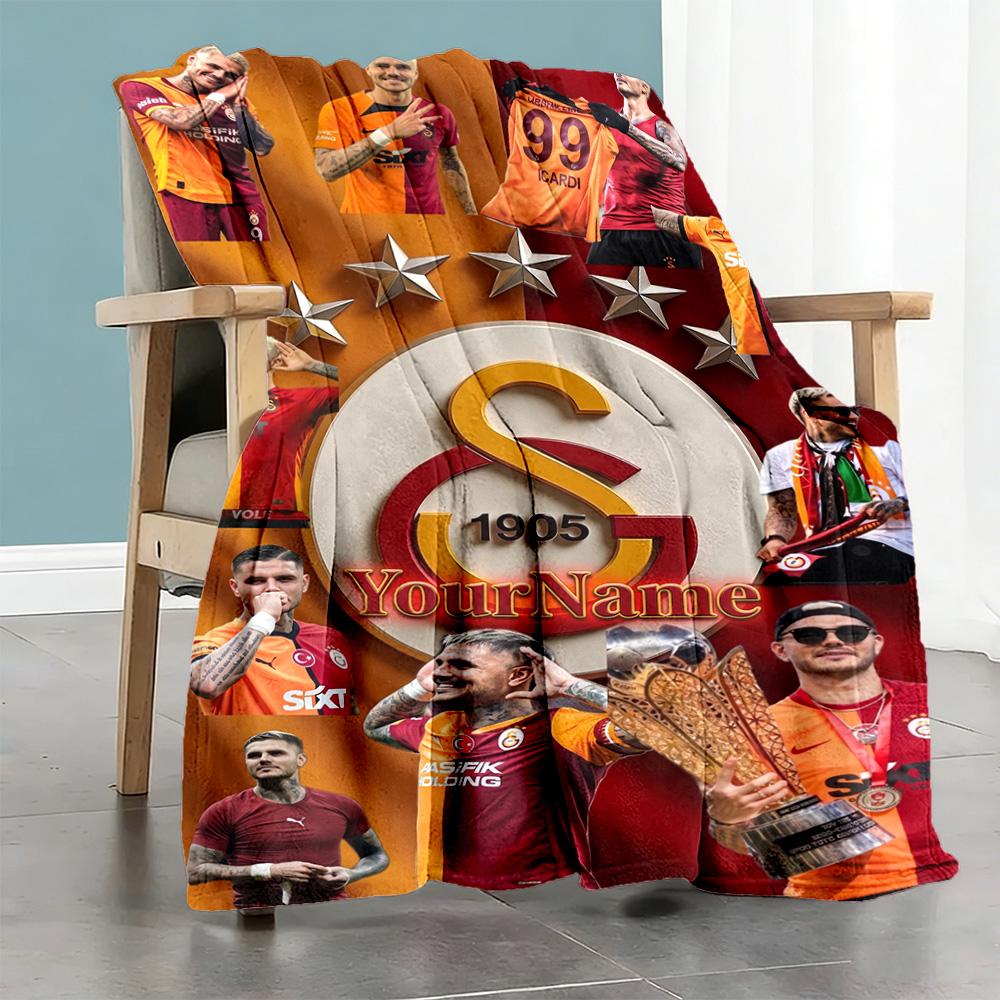 Galatasaray 347 Customize Text Blanket Throw Customizable Blanket Ultra-Soft Versatile for Seaside Couch Picnics Nap for All Occasions