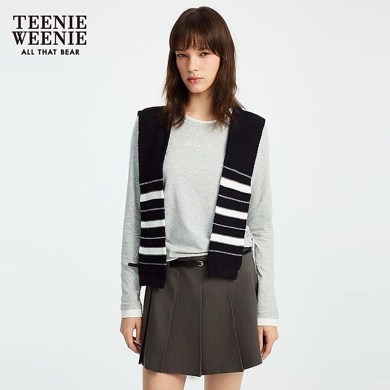 Teenie Weenie Women's Spliced Round Neck Long Sleeve T-Shirt