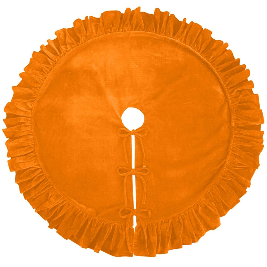 Velvet Christmas Tree Skirt with and Lace Trim for Holiday Home Decor, 122