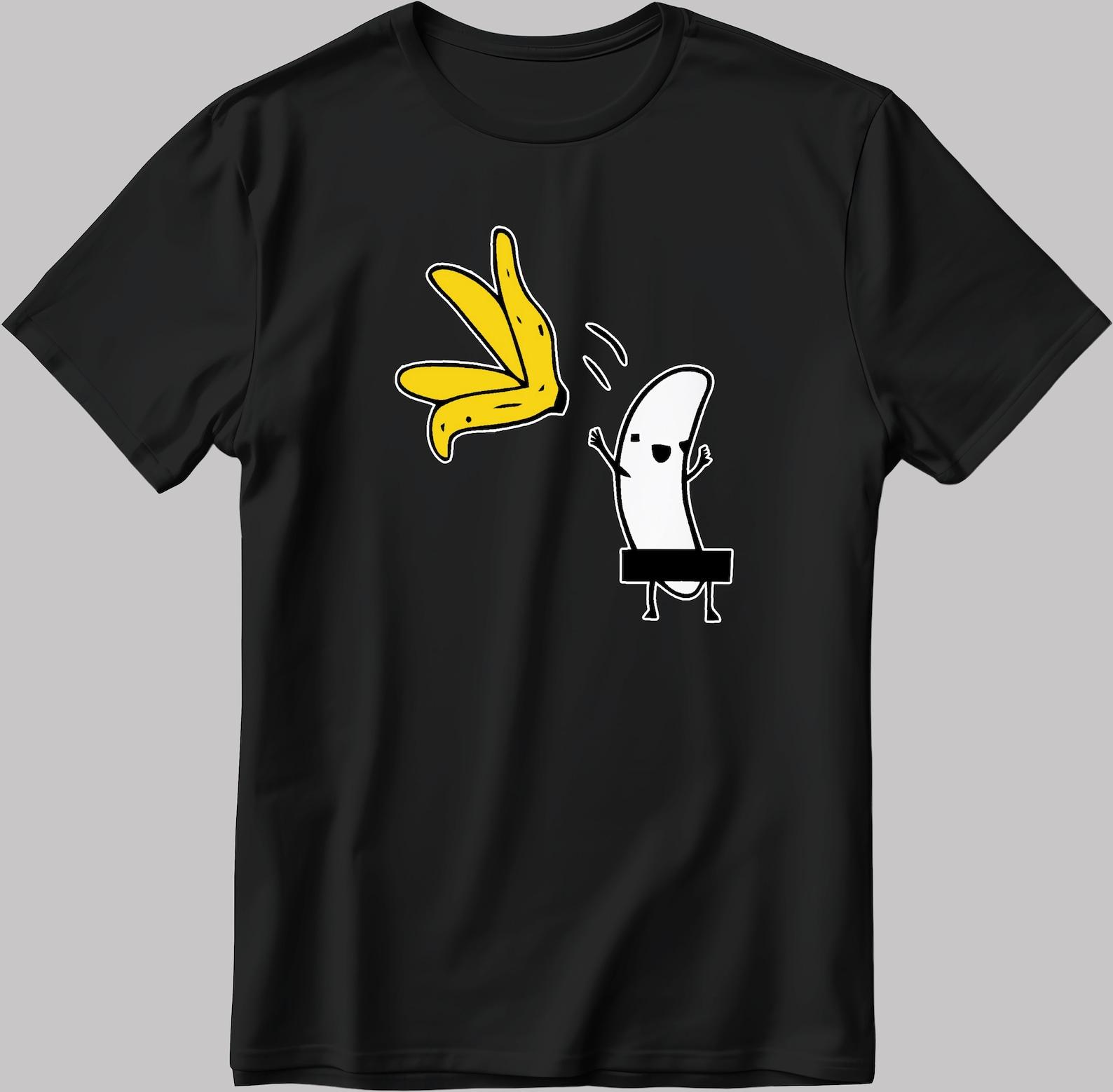 Banana Stripper Naked Banana Short Sleeve White-Black Men s / Women s T-Shirt F038 L