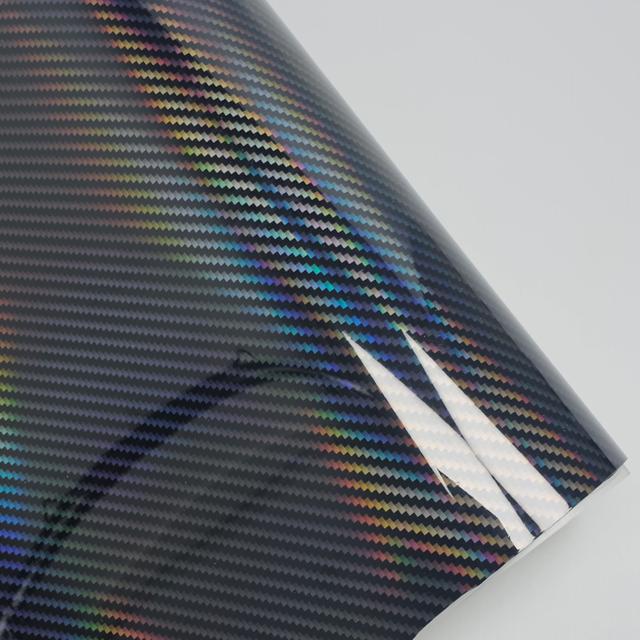 Aufkleber für Autoaufkleber Hochglänzend Regenbogen Kohlefaser Schwarz Klebevinyl für Motorrad-Außenzubehör Automobile