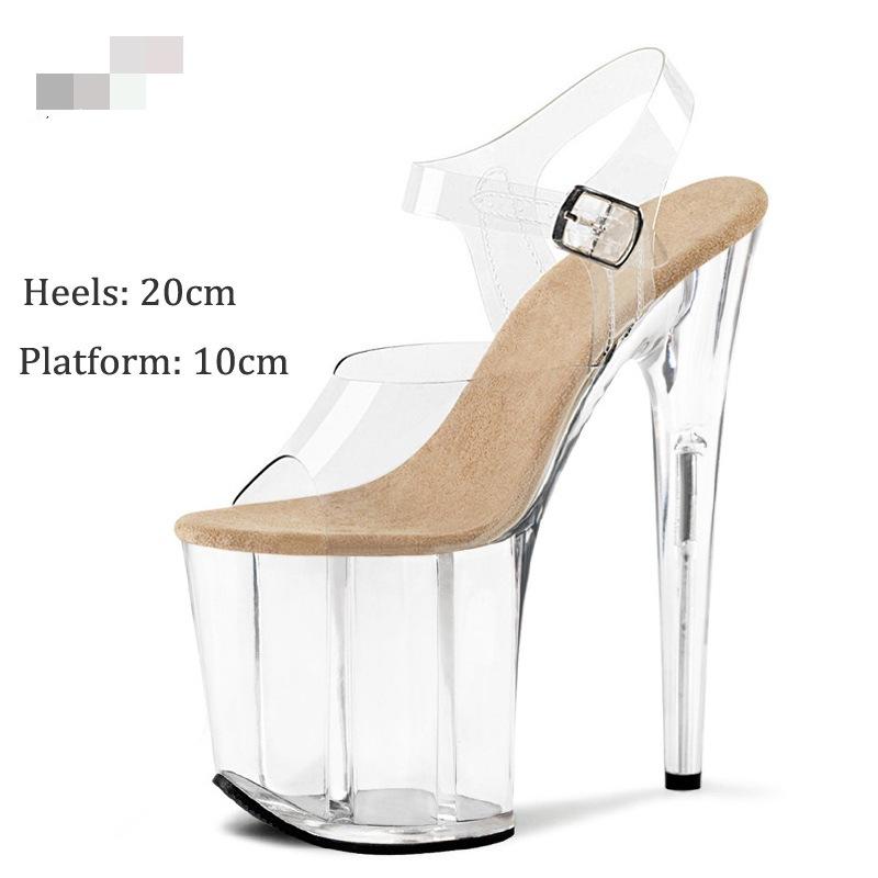 

Women s shoes 2025 summer new one-word buckle strap stiletto high heel transparent sandals temperament fashion super high heels 46 абрикосовый