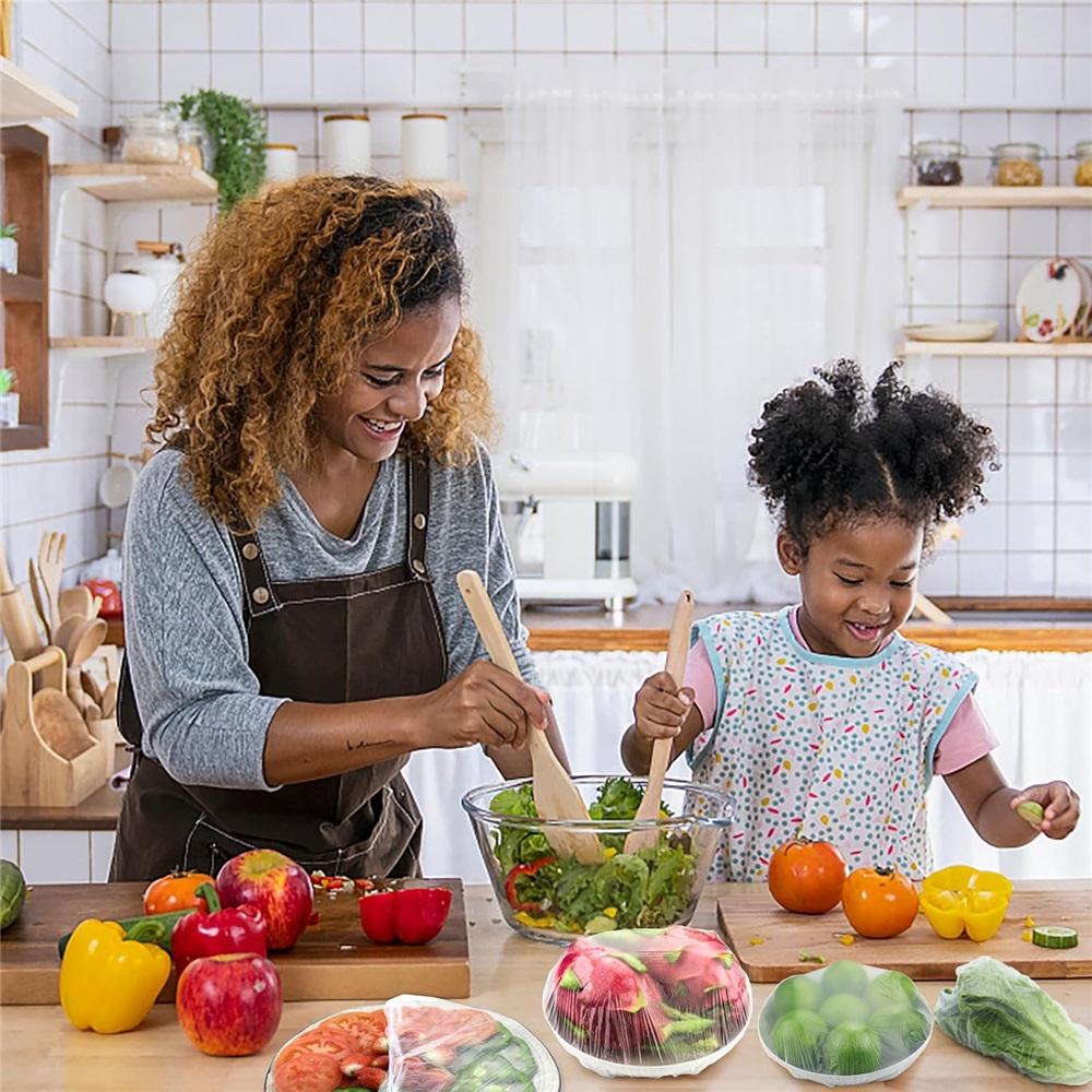 Frischhaltebeutel 100 Stück Mit Elastischen Einweg-Schrumpffolien zur Lebensmittelaufbewahrung Für Küchenschüssel/-teller