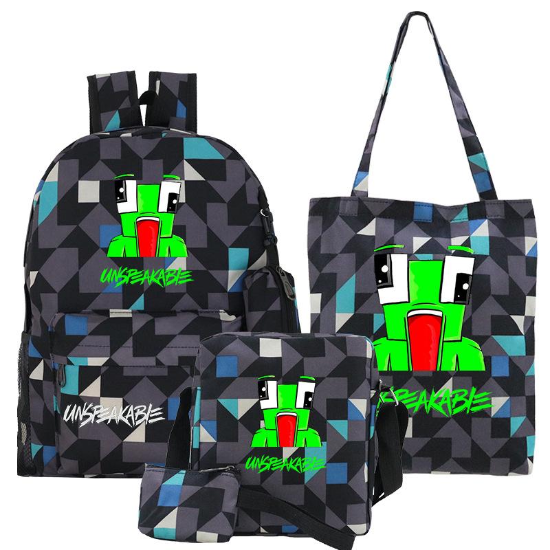 Casual Backpack Five-piece Backpack + Tote Bag + Shoulder Bag + Pencil Bag + Small Money Bag 3