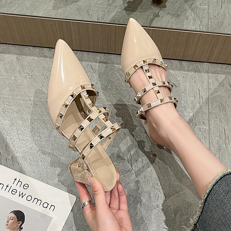 

Остроносые ивовые тапочки с сумкой для ногтей женские весна и лето 2025 модный темперамент с юбкой на высоком каблуке и ленивые туфли 39 телесный