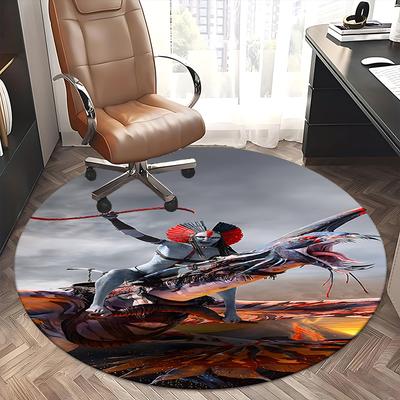 Fantasy Warrior Chair Mat Round Carpet for Home Decor, Office Use, Gift Idea Bedroom and Living Room0166b