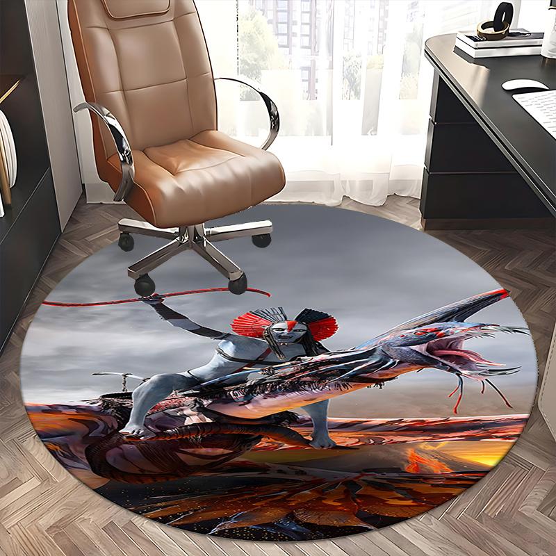Fantasy Warrior Chair Mat Round Carpet for Home Decor, Office Use, Gift Idea Bedroom and Living Room0166b