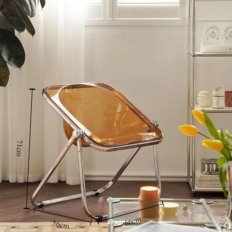 Creative Living Room Chairs Simple Folding Modern Portable Chairs Bedroom Metal Bench Legs Acrylic Vanity Chair Stool Home Furn