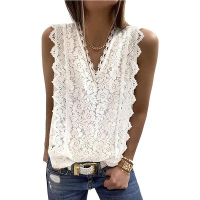 Elegant Women's Summer Sleeveless Lace Blouses Fashion New Casual Woman Tops Women Shirt Blouse Chemise Femme Blusas Blusa