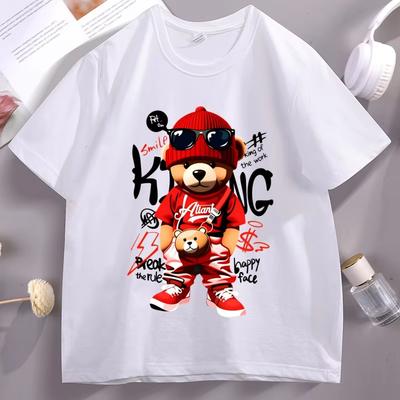 Unisexs Cotton Tshirt Cool Bear Street T Shirt Unisex Women Graphic Golf TShirt Casual Short Sleeve Round Neck Tee Shirt Clothes