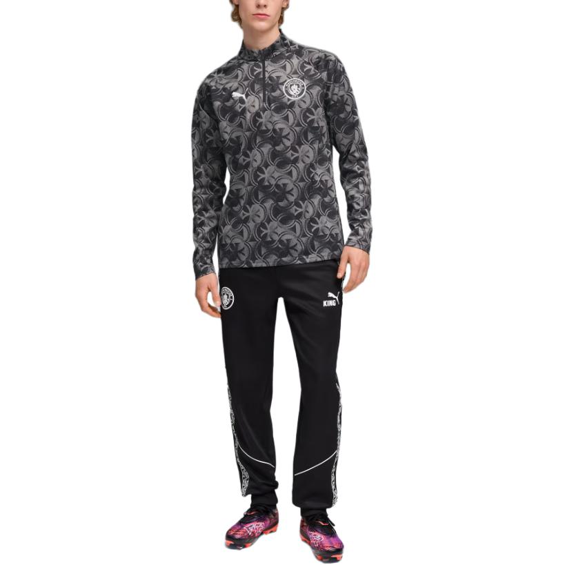Puma Manchester City SS25 Pre-Match Quarter-Zip 25/26 Warm-Up Series Slim Fit Crew Neck Knit Long Sleeve T-Shirt Men tops 782170-11