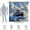 1pc Blue Tugboat Shower Curtain - Dramatic Waves Design, Polyester,  Washable with 12 Hooks, Nautical Bathroom Decor