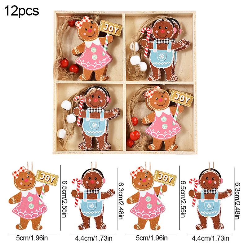 Christmas Wooden Pendants Gingerbread Man Gnomes Xmas Tree Hanging Oranment 2025 Noel Navidad Decorations for Home New Year Gift