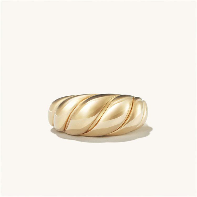 St. Delan Gold-Plated Stainless Steel Croissant Ring for Couples