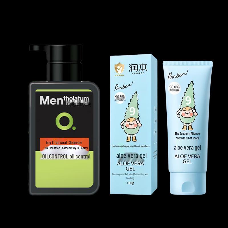 

Mentholatum Men s Icy Cooling Charcoal Cleanser & Aloe Vera Gel Set