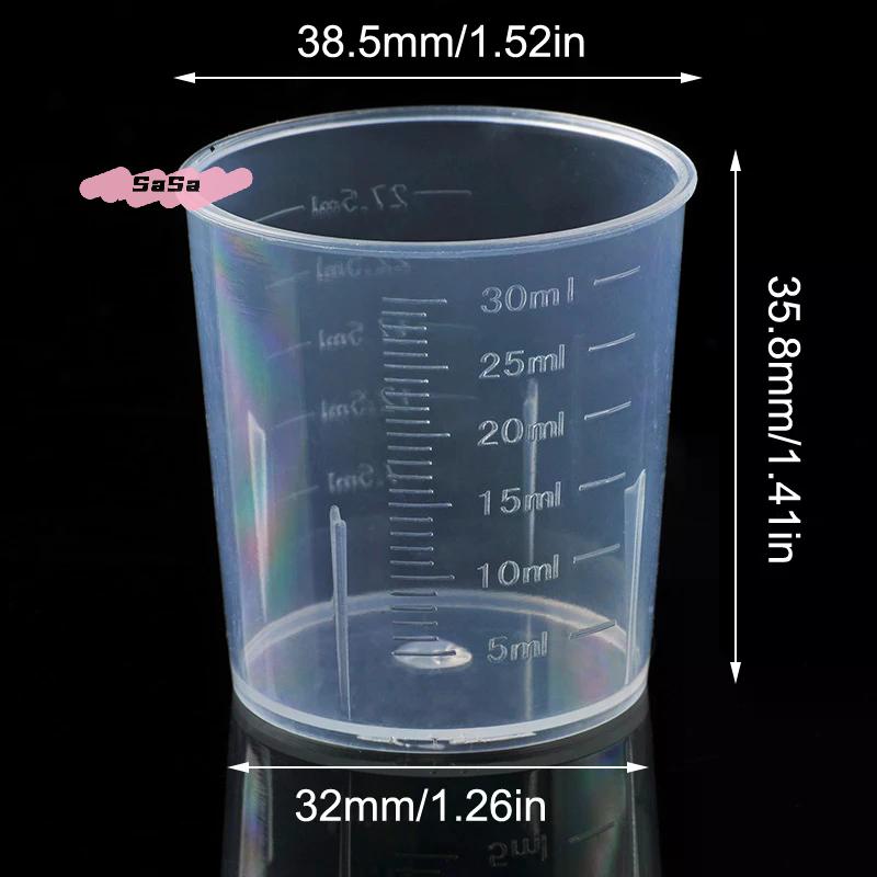 20Pcs 30ml Plastic Graduated Cups Graduated Cups Transparent Liquid Containers For Kitchen Measuring Tools