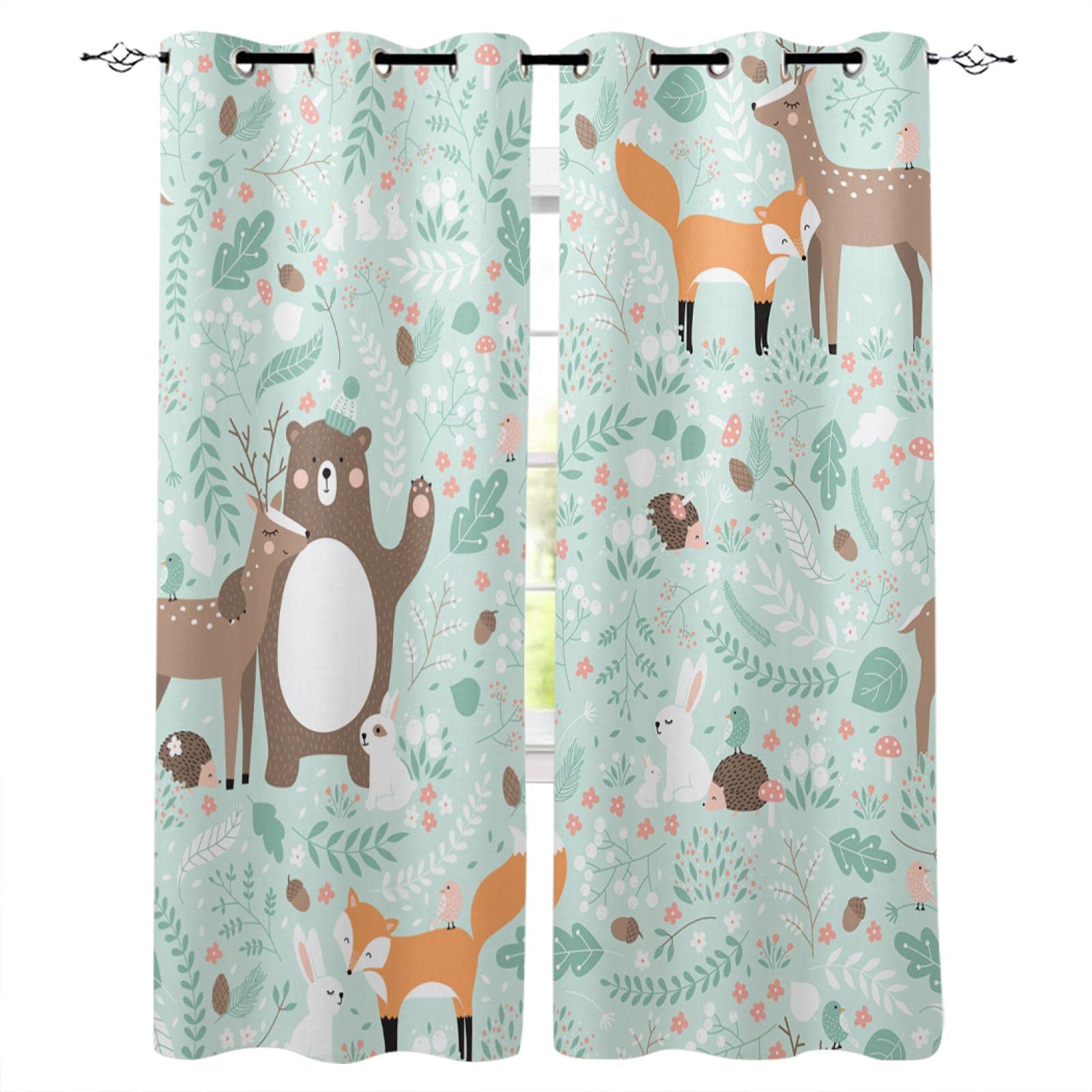 

Шторы с 3D принтом для спальни, кухни, гостиной, для мальчиков и девочек, оконные петельки, кольцо, занавеска, модные деревья, пейзаж W60H60(CM)x2PCS&Grommet Top