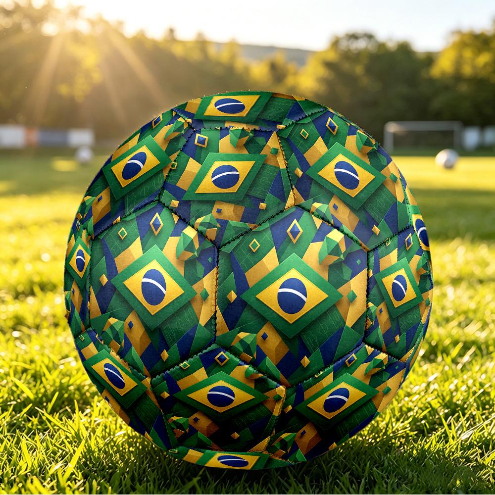 Brasilien Fußball Aufdruck Größe 5 Fußball Ball Verschleißfest Standard Erwachsenen Trainingsfußball Fan Geschenk für Indoor Outdoor Spiel Sport