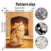 5D Pearl Kit Pearl Cat Cozy Fireplace Design DIY Enamel Art for Living Room Bedroom Wall Decoration Handmade Gift