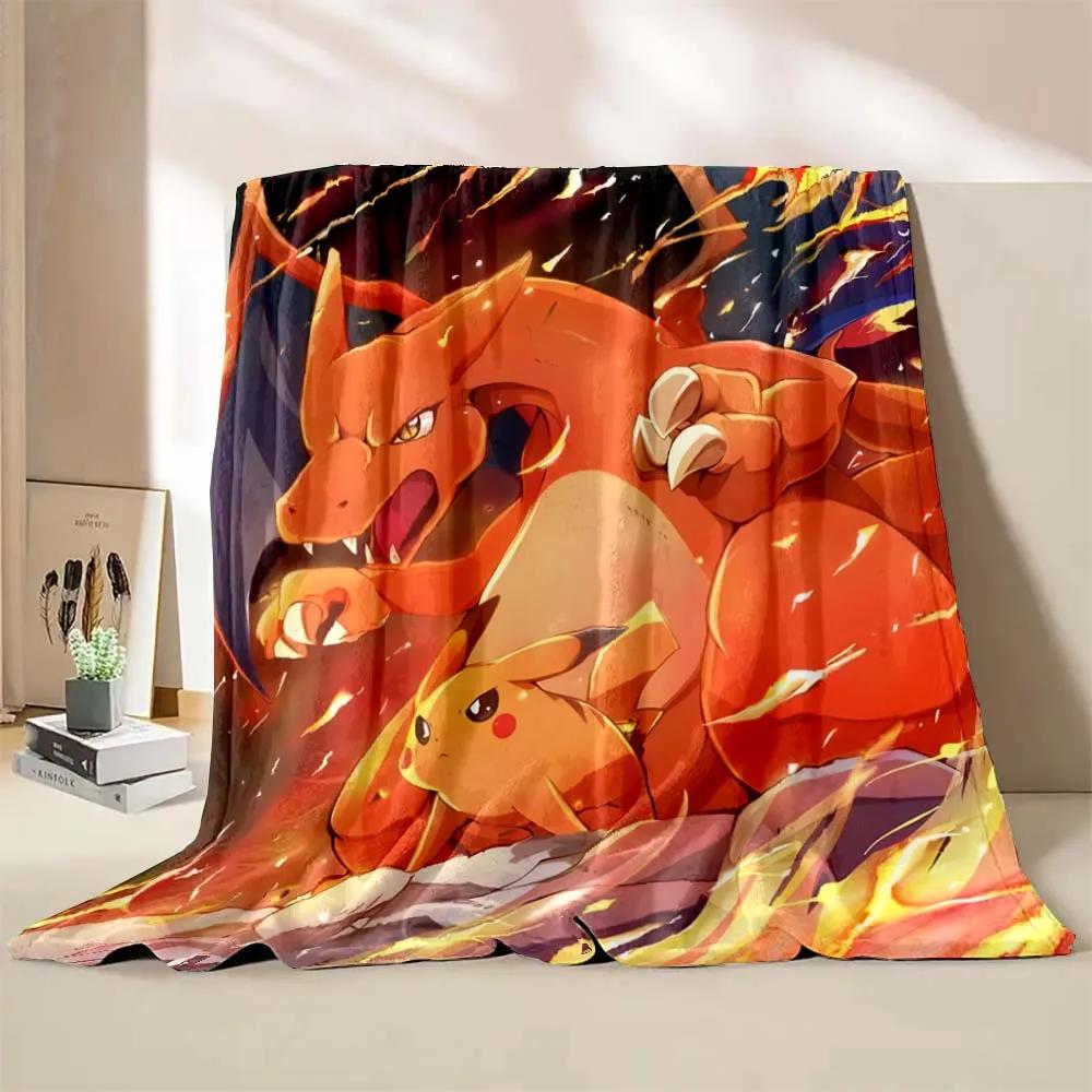 Charizard Dracaufeu Stampa Cartone Animato Coperta Bambini Adulti Coperta Morbida Calda Biancheria da Letto per Letto Divano Coperta da Viaggio