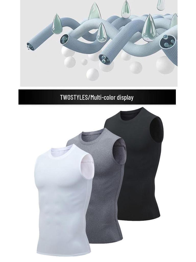 Men's Quick-Dry Ice Silk Sleeveless Sports Tank - Breathable Body Shaper for Gym, Basketball, and Running