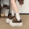 7CM thick-soled big-head casual shoes children's autumn 2026 new height-increasing muffin board shoes bread shoes