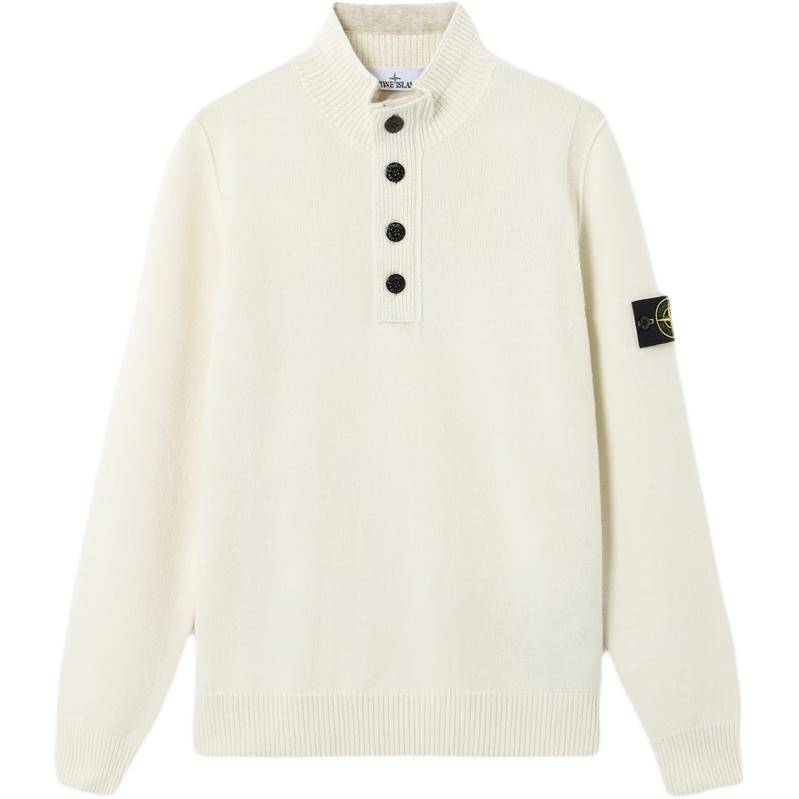 Pull en laine Stone Island Uni à demi-fermeture éclair et col montant Pull unisexe Blanc cassé K2S155100040S00A3-V0093 S beige