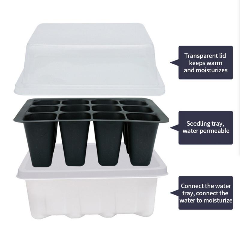 Seedling Box 12 Holes Sowing Nursery Pots Insulation with Lid Succulent Plant Seed Sprout Germination Seedling Pot Wholesale
