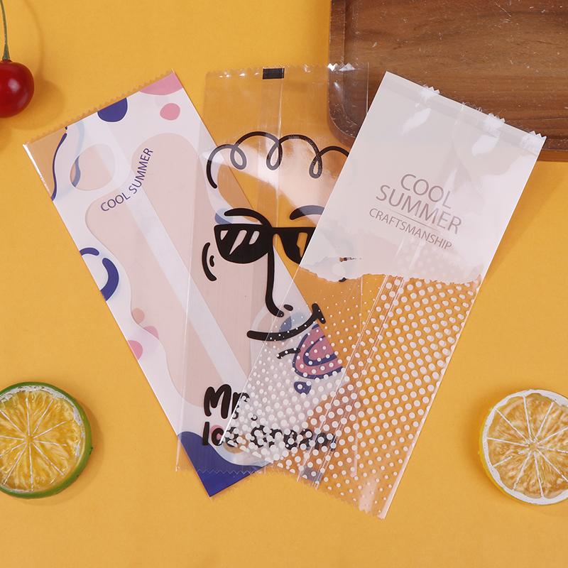 100Pcs/Pack Transparent Cartoon Ice Cream Machine-Sealed Bag Homemade Popsicle Plastic Bag Handmade Ice Cream Packing Bags