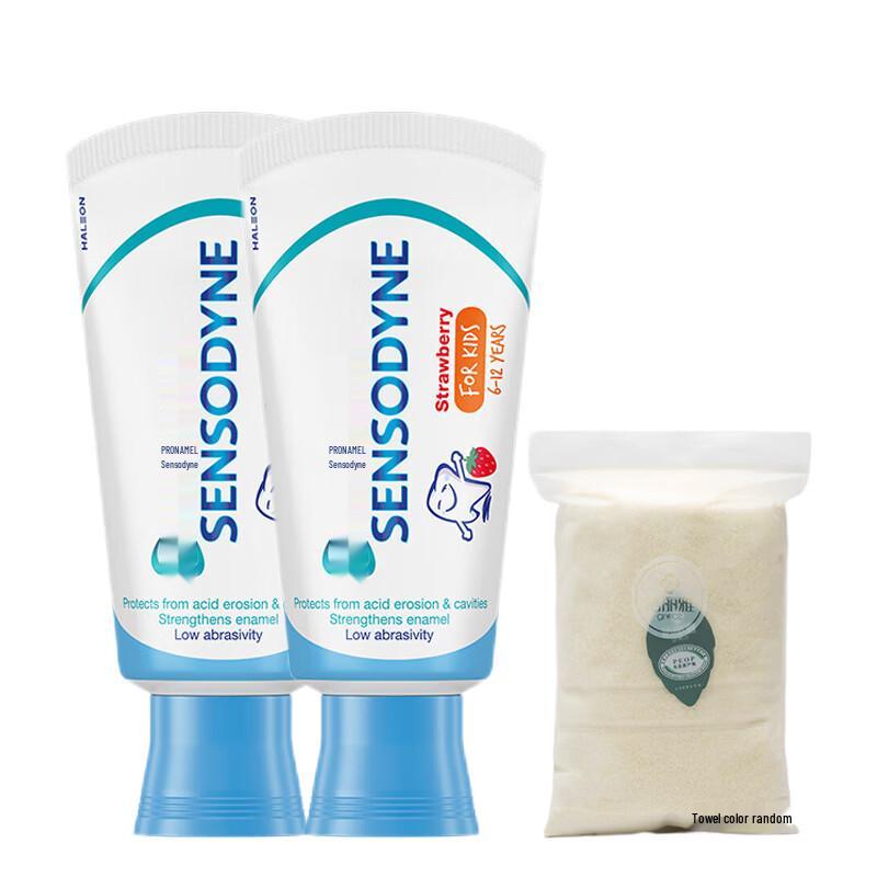 Sensodyne Children s Toothpaste Strawberry Flavor (2x65g) with Cotton Towel
