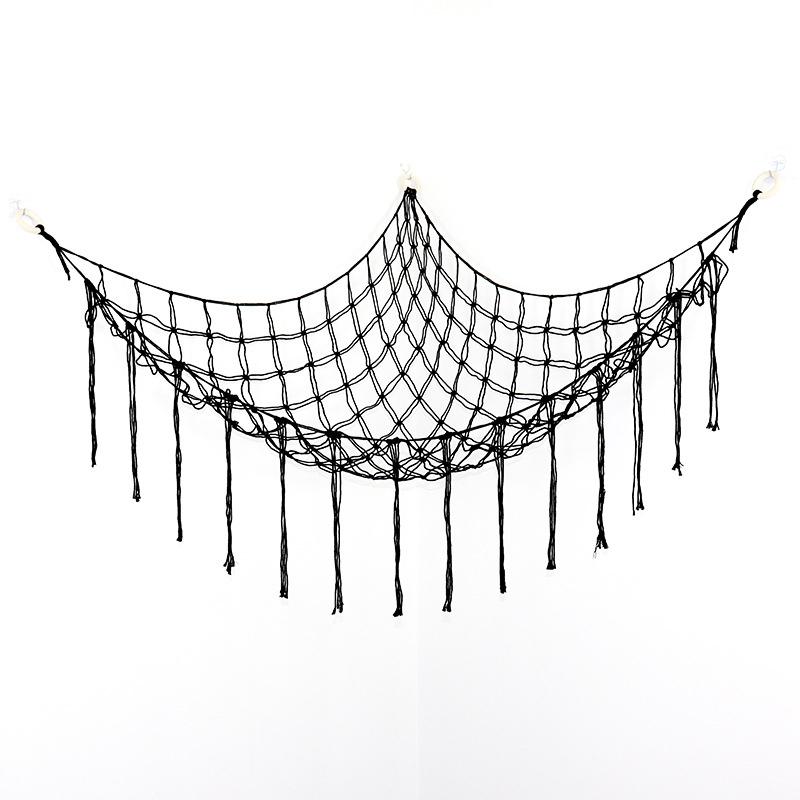 

Large-capacity plush animal hammock net weaving Bohemian home decoration corner toy storage organizer plush toy hanging net чорний