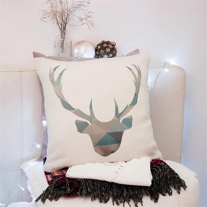 45x45cm Creative Geometric Elk Pillowcase Living Room Sofa Office Seat Car Cushion Cover  Ornament Home Decoration