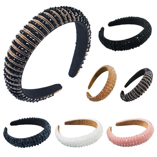 Handmade Braided Elegant Girls Hair Hoop Full Faux Crystal Beads Decor Luxury Hairband Hair Accessories
