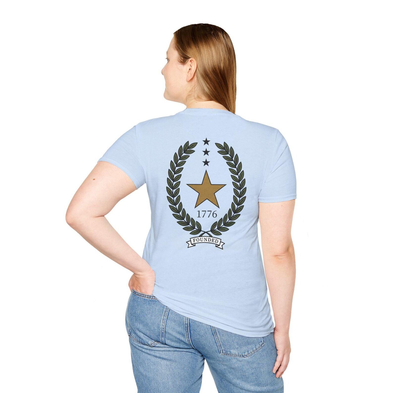1776 Star Laurel Emblem T-Shirt | Patriotic American Tee | Fourth of July Shirt | USA Pride | Gift for Patriots History Lovers 4XL