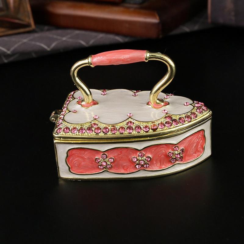Creative Iron Jewelry Box Household Ornament Dresser Stud Earrings Ring Storage Box Jewelry Flip Box Jewelry Storage