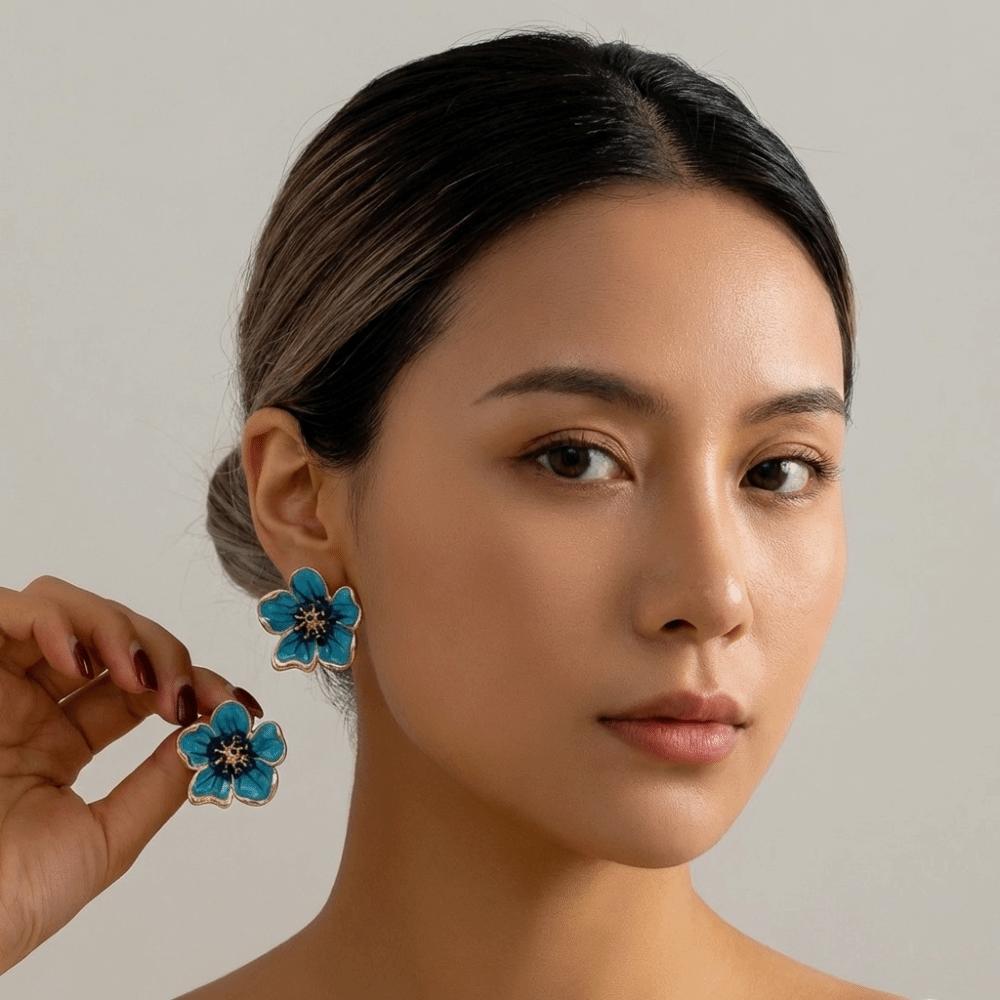 Enamel Floral Stud Earrings Colorful Drop Earrings Sweet Flower Earrings  Women