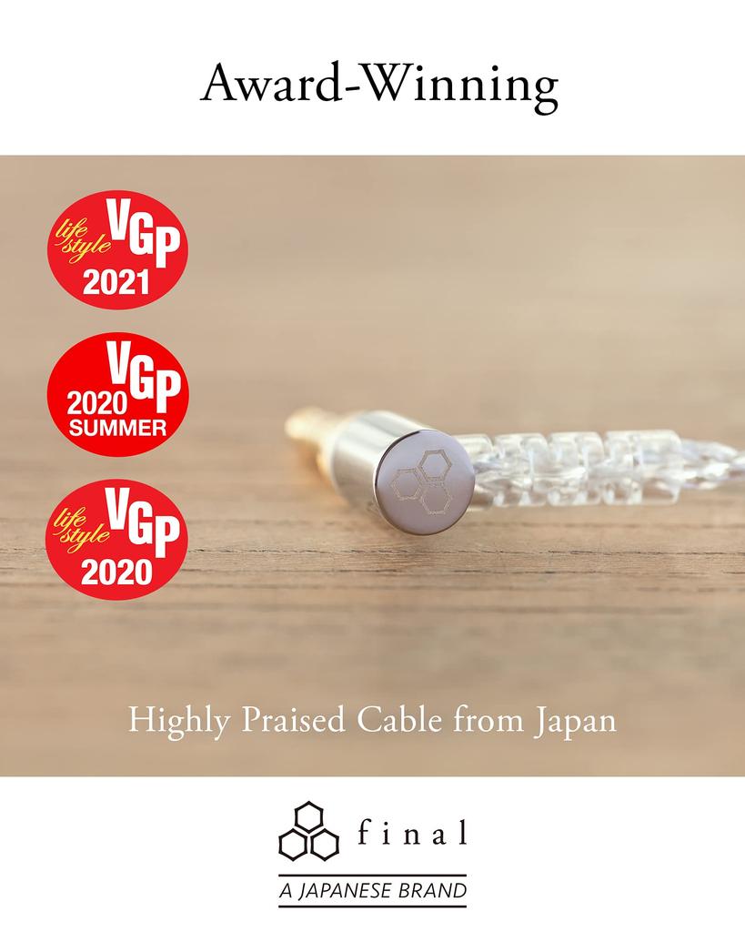 final C106 Silver Cord High Transmission MMCX TRS Cable, High-Purity OFC, Speed, (3.5mm 3-pole)