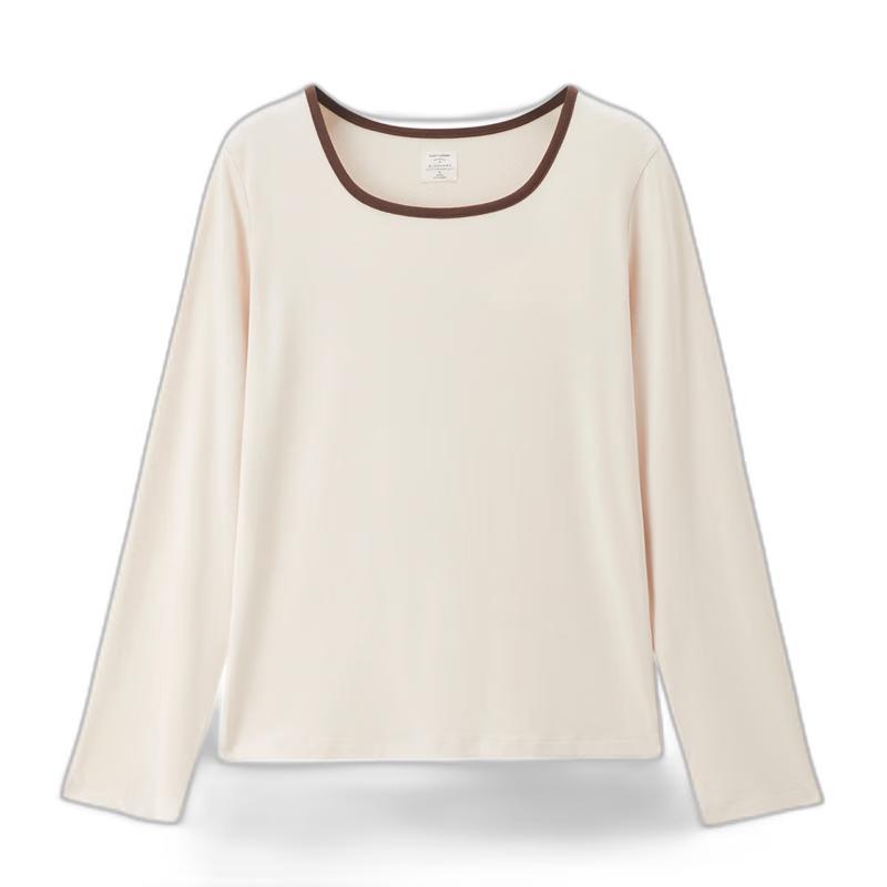 Giordano Women s Slim-Fit Colorblock Square Neck Long Sleeve T-Shirt L