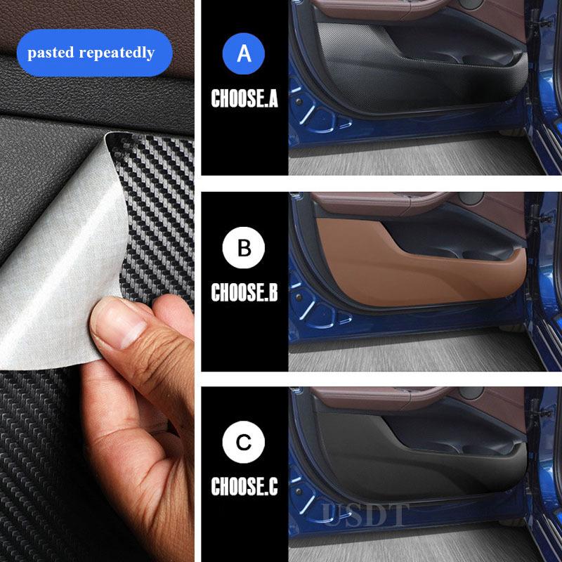 Leather Carbon Fiber Sticker Door Anti Kick Cover Protection Mat For BMW 1 2 3 4 5 Series X1 X2 X3 X4 X5 X6 X7 Car Accessories