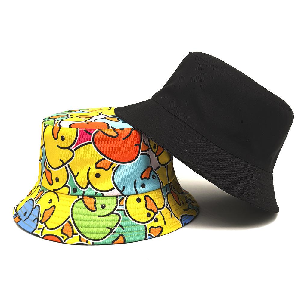 Cute Cartoon Duck Print Bucket Hat for Women Men Fashion Decorate Panama Summer Outdoor Travel Sunscreen Fisherman Hats Hip Hop