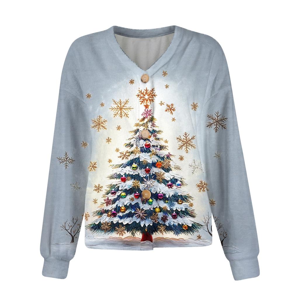 Women's Fashion Short Coat Casual Long Sleeve Printed Single Breasted Plush Top