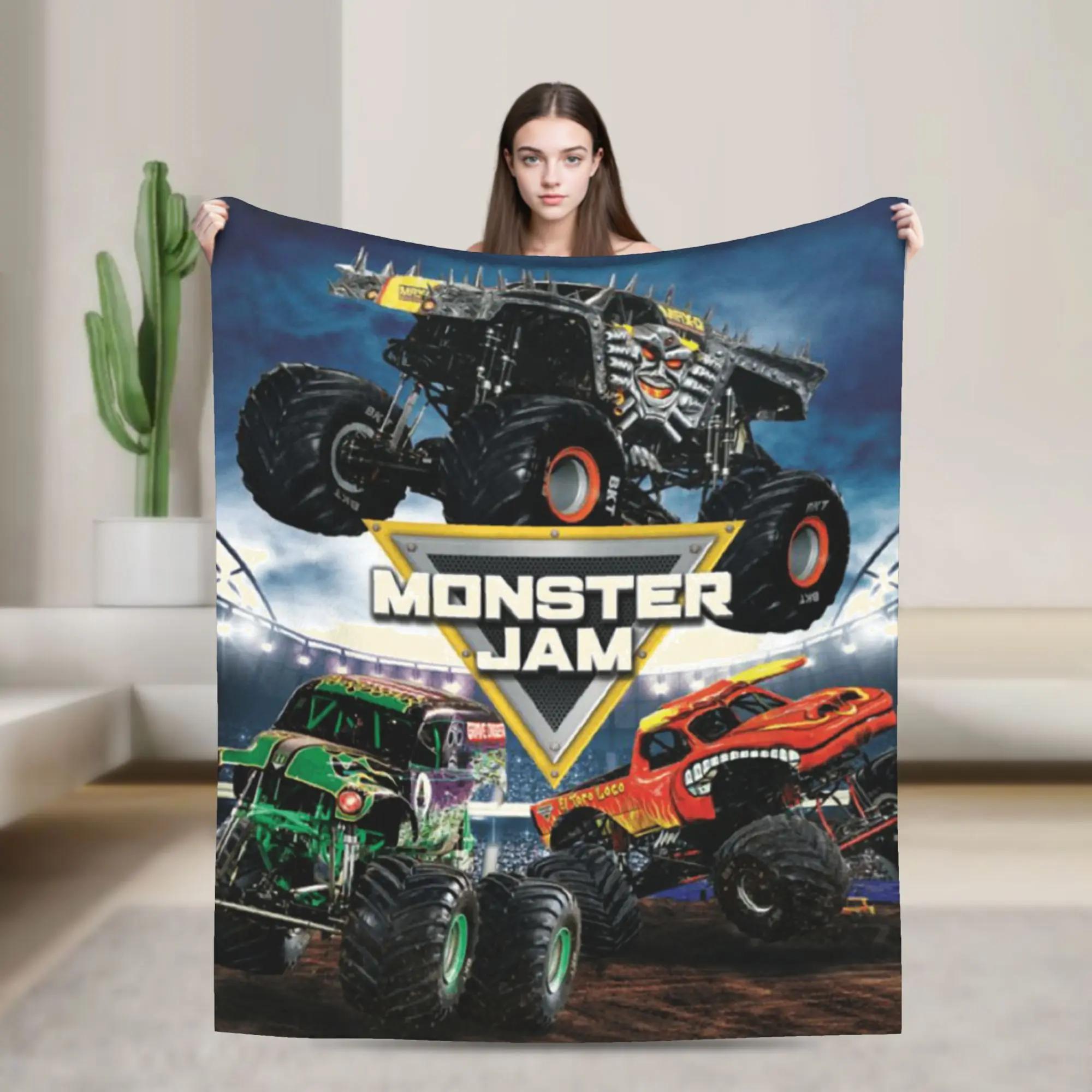 

Monster Jam Grave Digger Plush Throw Blanket for Kids Warm Fashion Flannel Bedspread Outdoor Bed Cover 40x50in